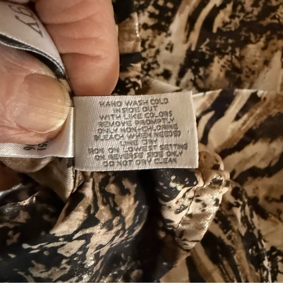 Zenergy by Chico’s Animal Stripe Jacket Zip Shiny Black/Brown Sz 12 (Chico’s 2) - Picture 14 of 14